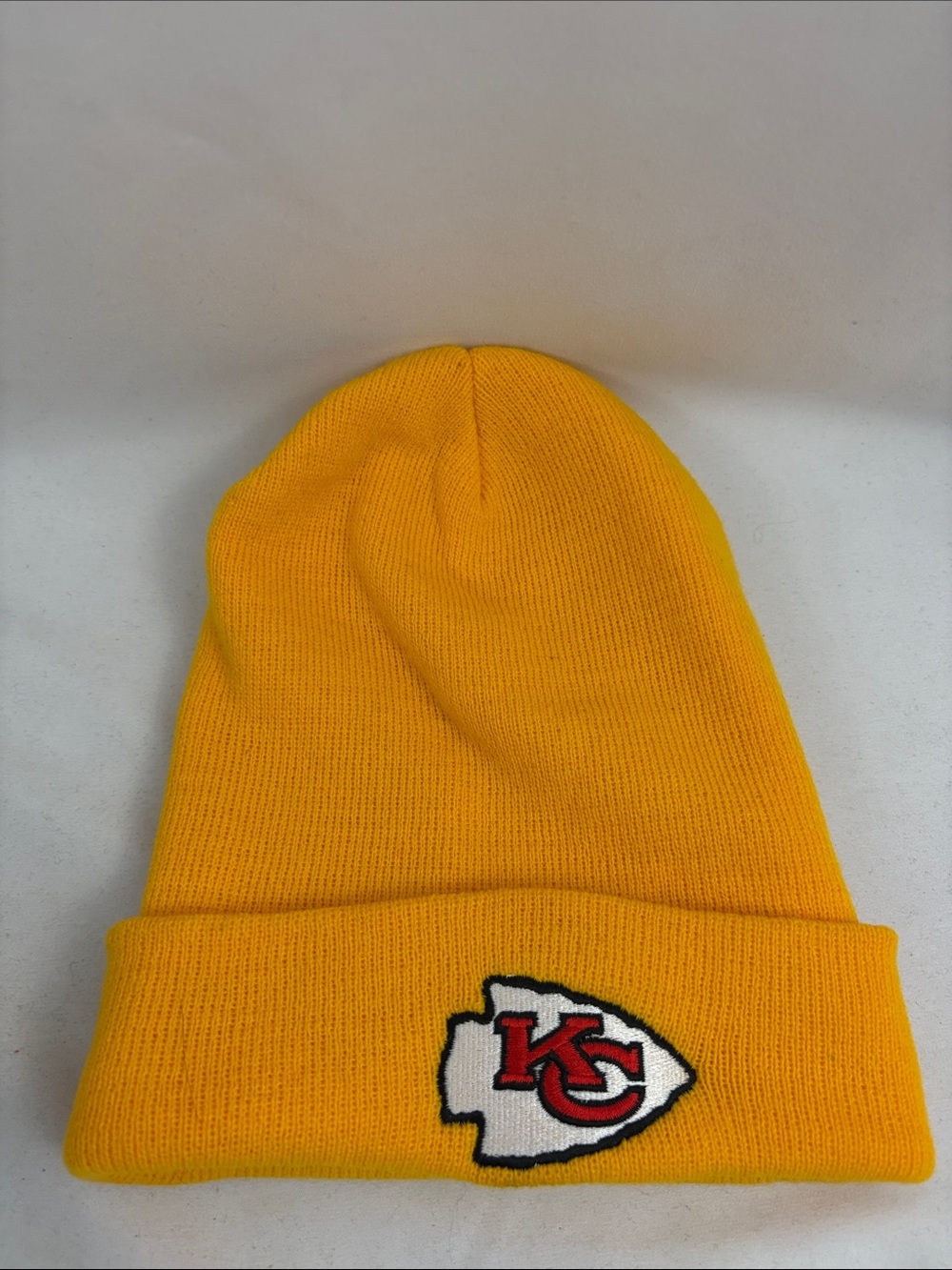 Vintage Kansas City Chiefs Beanie Hat Skully Yellow NFL Football Arrowhead AFC